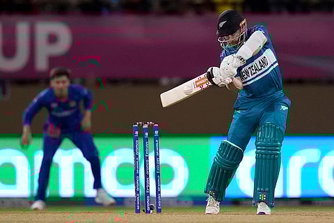 Kane Williamson bats against Afghanistan
